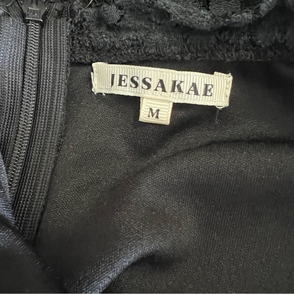 JessaKae Black Lace Sheath Midi Dress Short Sleeve Cocktail Wedding M - Picture 7 of 9